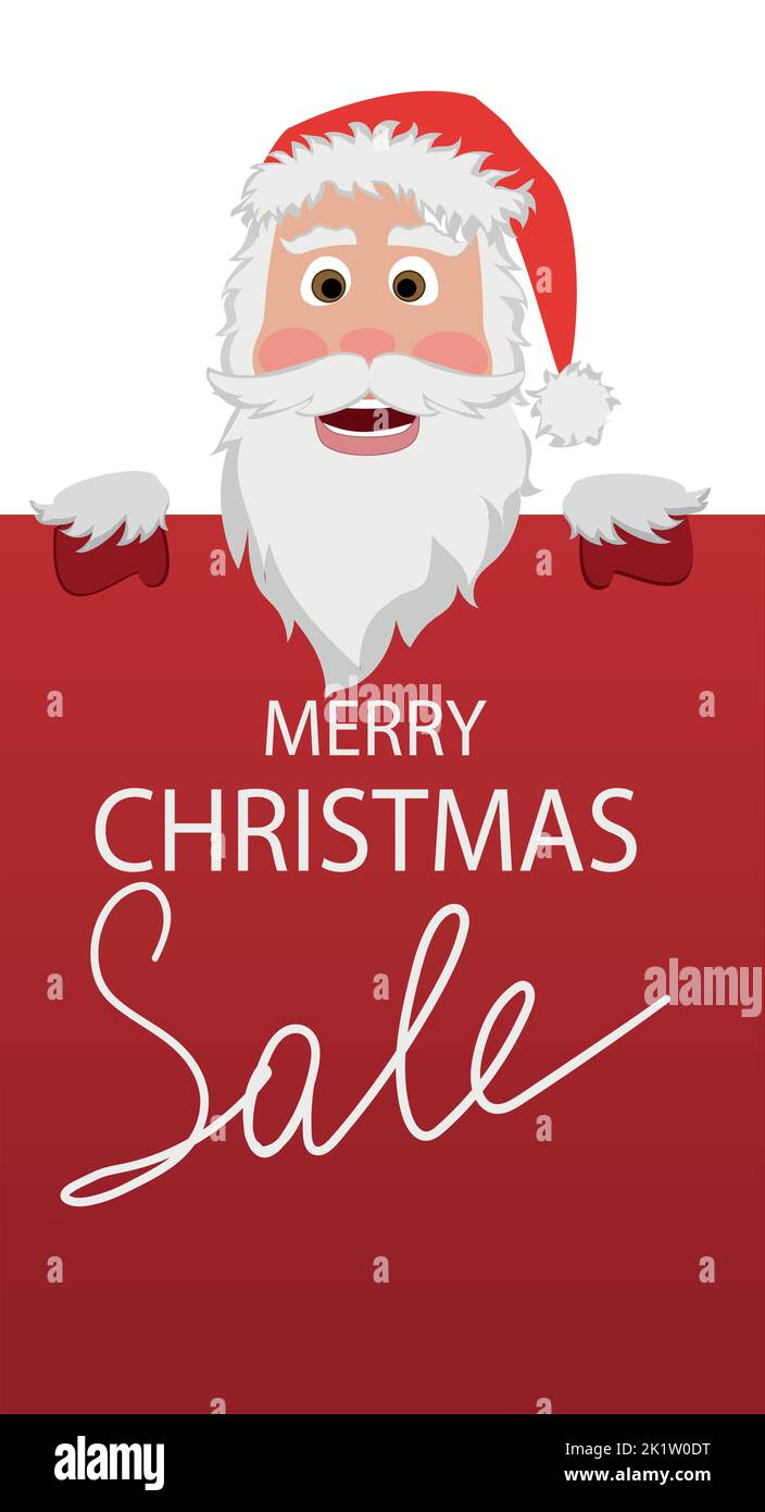 Santa Claus Gesicht lächelnd, Poster. Frohe Weihnachten und Frohes neues Jahr. Design für Grußkarte, Banner, Poster. Vektorgrafik. Stock Vektor