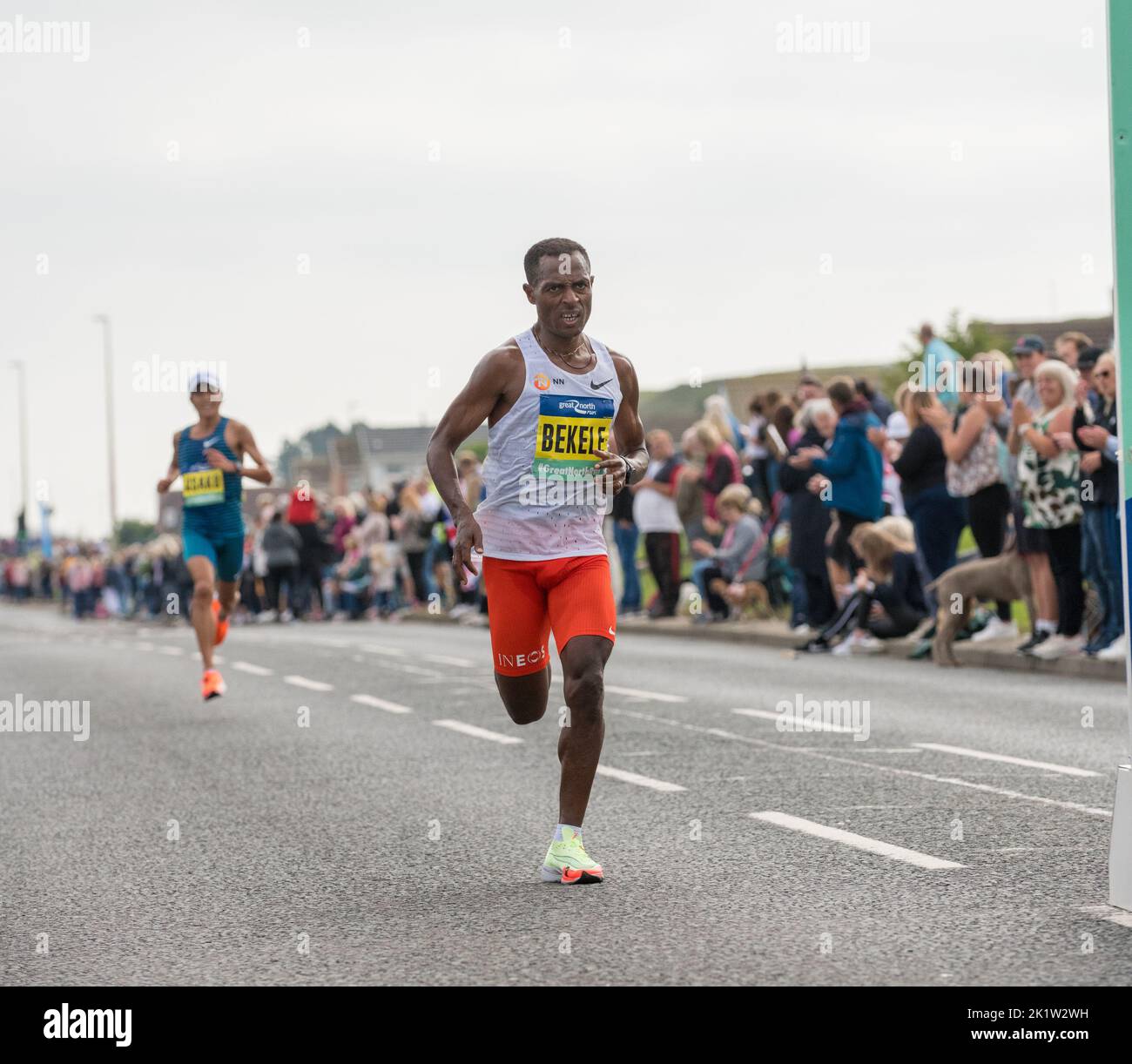 Kenenisa Bekele Langstreckenläuferin belegte beim Great North Run Halbmarathon 2022 den 3.. Rang. Stockfoto