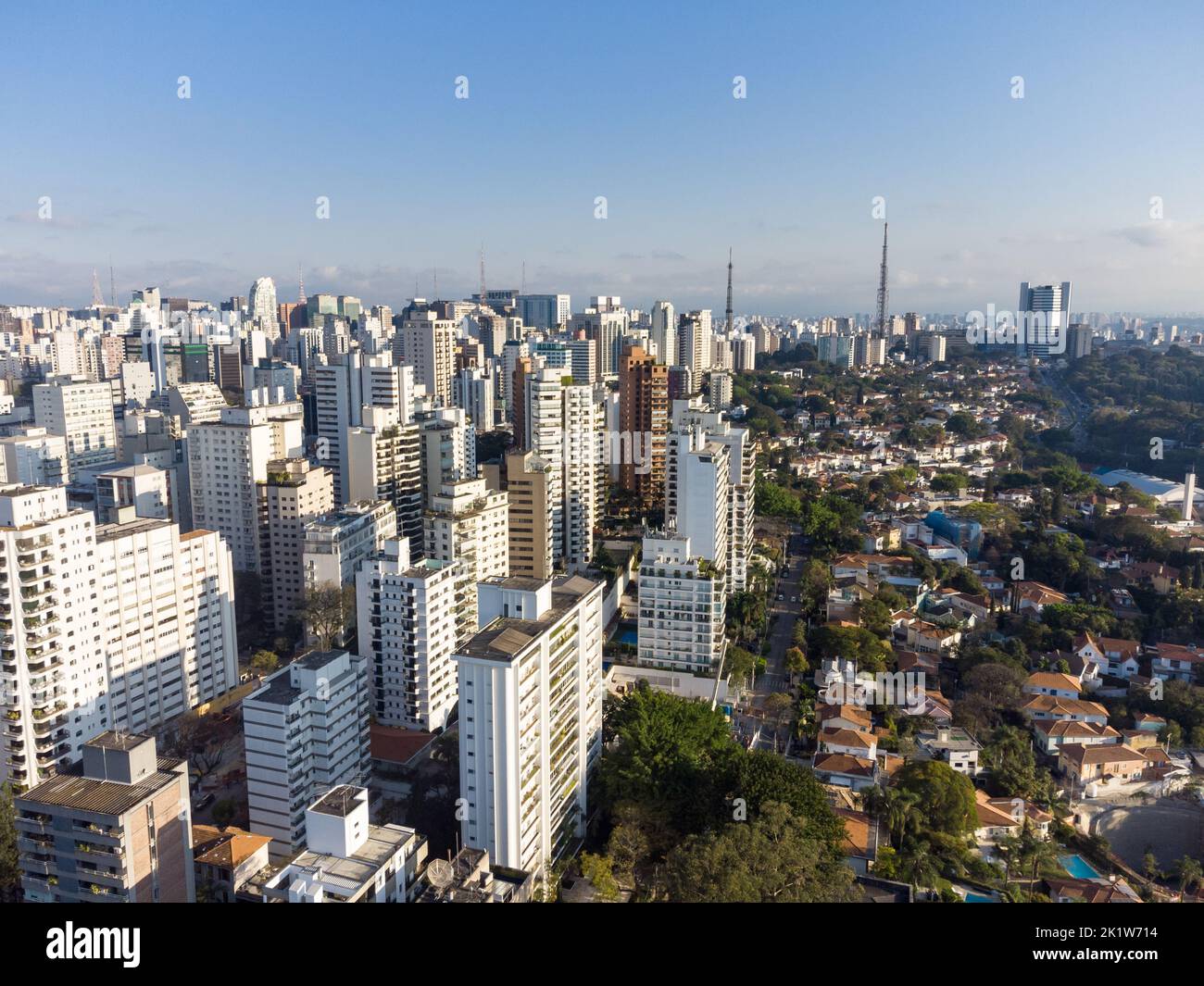 Luftaufnahme des 'Higienópolis'-Viertels im Herzen von Sao Paolo, Brasilien Stockfoto