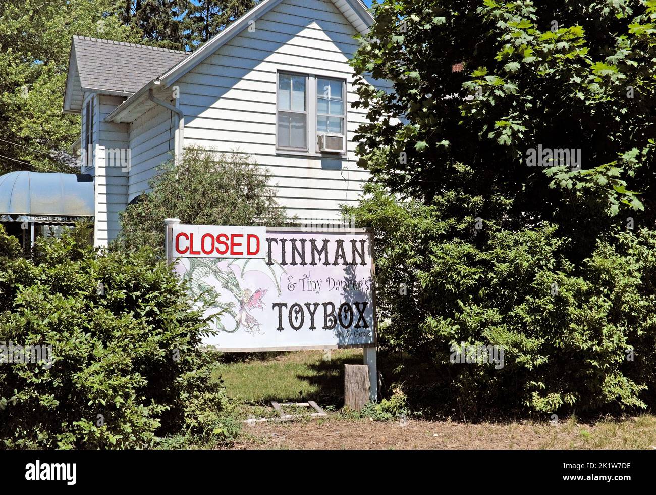 Tinman Toybox Kleinunternehmen in Saugutuck, Michigan, USA. Stockfoto