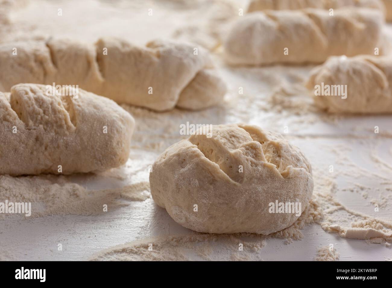 Teig Zubereitung von Brot handgefertigt Stockfoto