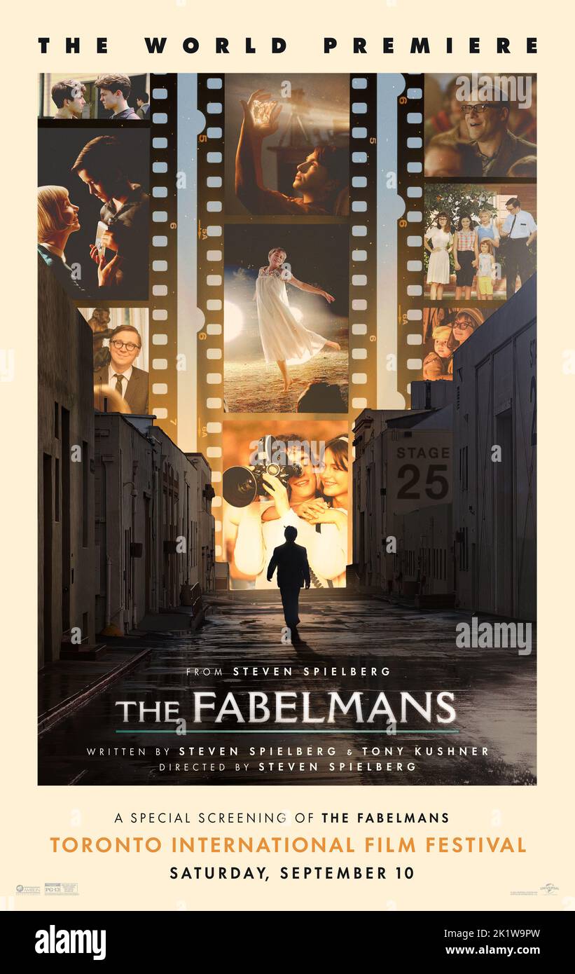 VERÖFFENTLICHUNGSDATUM: 23. November 2022 TITEL: The Fabelmans. STUDIO: Amblin Entertainment. REGIE: Steven Spielberg. HANDLUNG: Ein junger Mann namens Sammy Fabelman, der im Arizona nach dem Zweiten Weltkrieg aufwuchs, entdeckt ein erschütterndes Familiengeheimnis und erforscht, wie die Macht der Filme ihm helfen kann, die Wahrheit zu erkennen. MIT der HAUPTROLLE: Poster Art. (Kreditbild: © Amblin Entertainment/Entertainment Picturs) Stockfoto