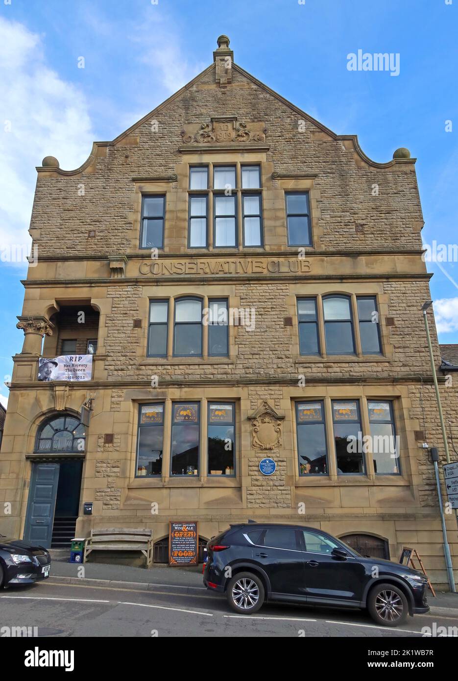 Glossop Conservative Club Crystal Ballroom, 22 Norfolk St, Glossop, High Peak, Derbys, England, GROSSBRITANNIEN, SK13 8BS - 1909 Stockfoto