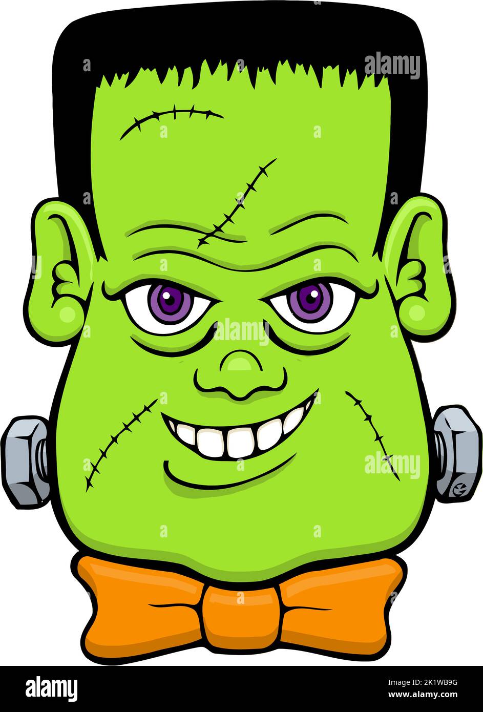 Cartoon Frankenstein Gesicht mit Fliege Stock Vektor