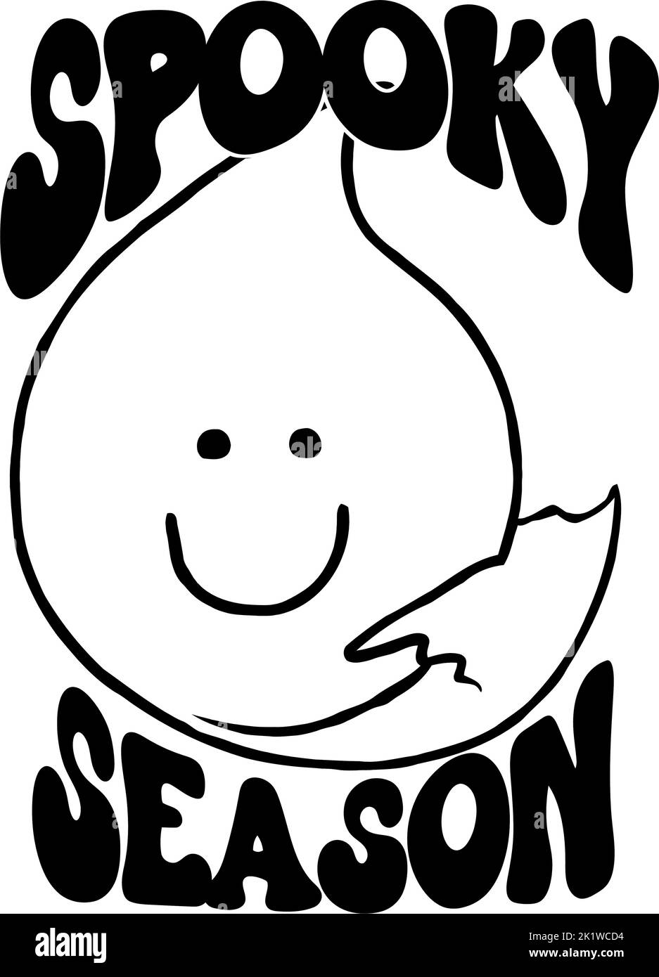 Gruselige Saison mit einem groovigen Smiley Face Geist Stock Vektor