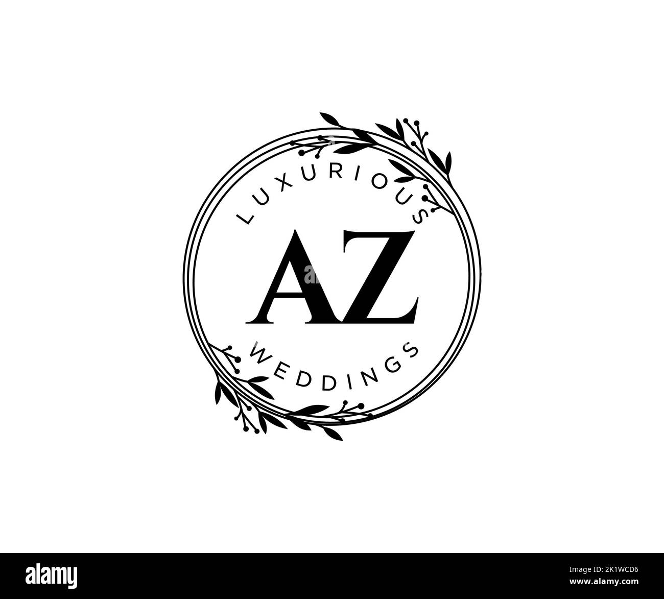 AZ Initialen Brief Hochzeit Monogramm Logos Vorlage, handgezeichnete moderne minimalistische und florale Vorlagen für Einladungskarten, Save the Date, elegant Stock Vektor