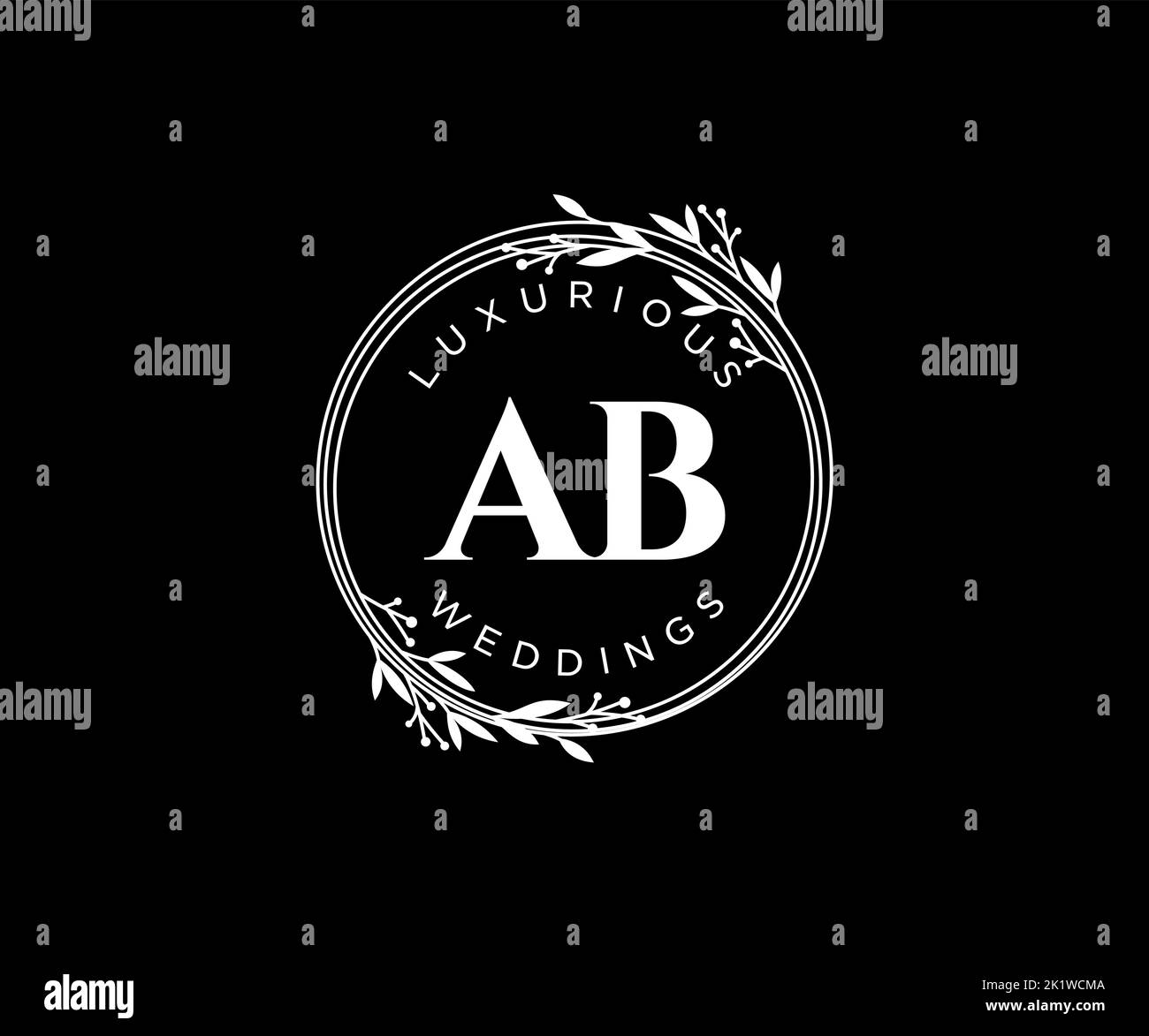 Ab Initialen Brief Hochzeit Monogramm Logos Vorlage, handgezeichnete moderne minimalistische und florale Vorlagen für Einladungskarten, Save the Date, elegant Stock Vektor