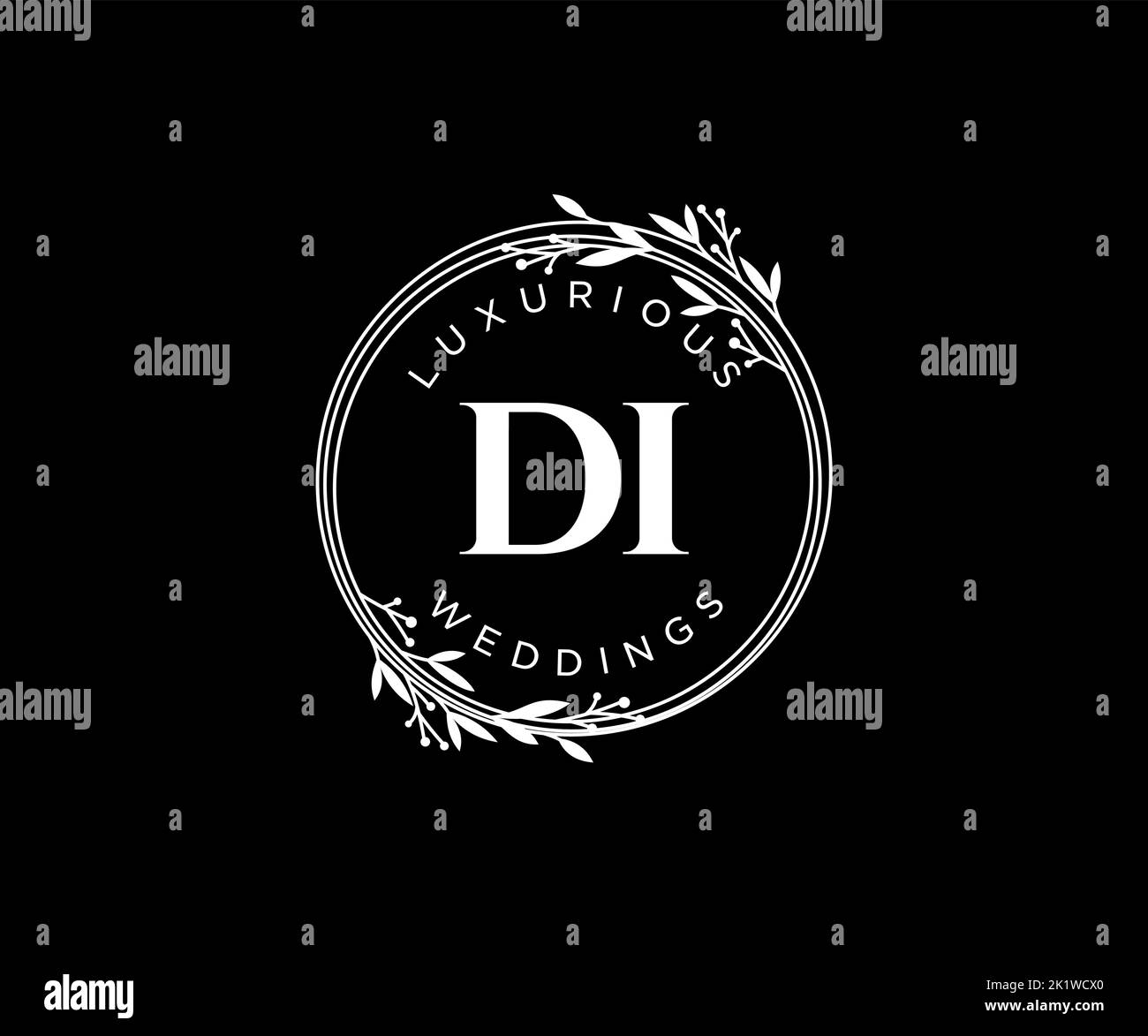 DI Initialen Brief Hochzeit Monogramm Logos Vorlage, handgezeichnete moderne minimalistische und florale Vorlagen für Einladungskarten, Save the Date, elegant Stock Vektor