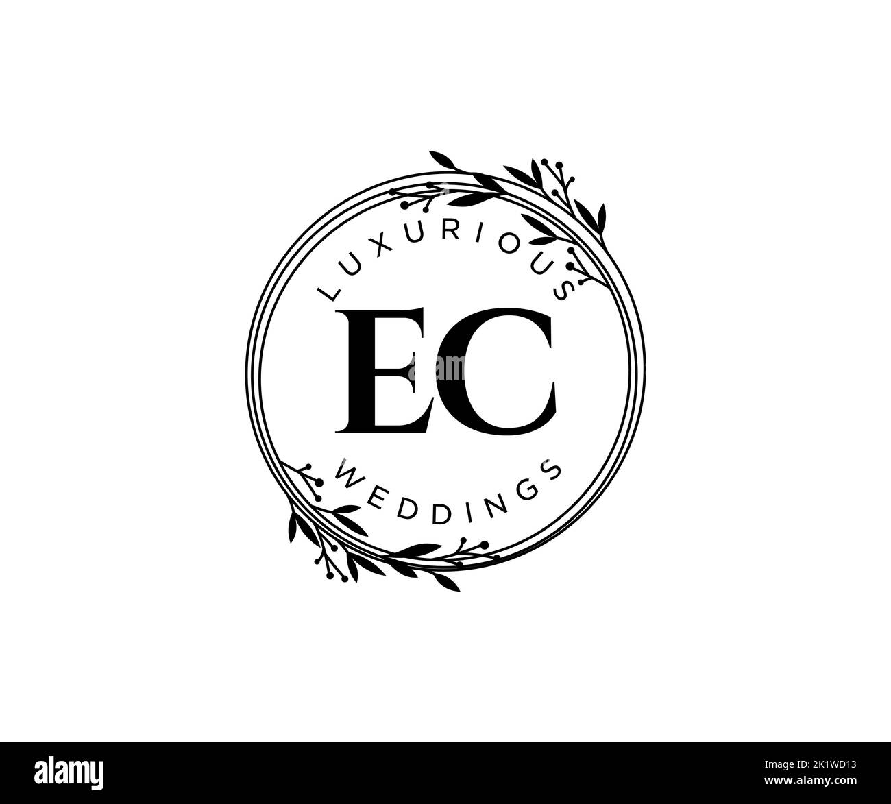 EC Initialen Brief Hochzeit Monogramm Logos Vorlage, handgezeichnete moderne minimalistische und florale Vorlagen für Einladungskarten, Save the Date, elegant Stock Vektor