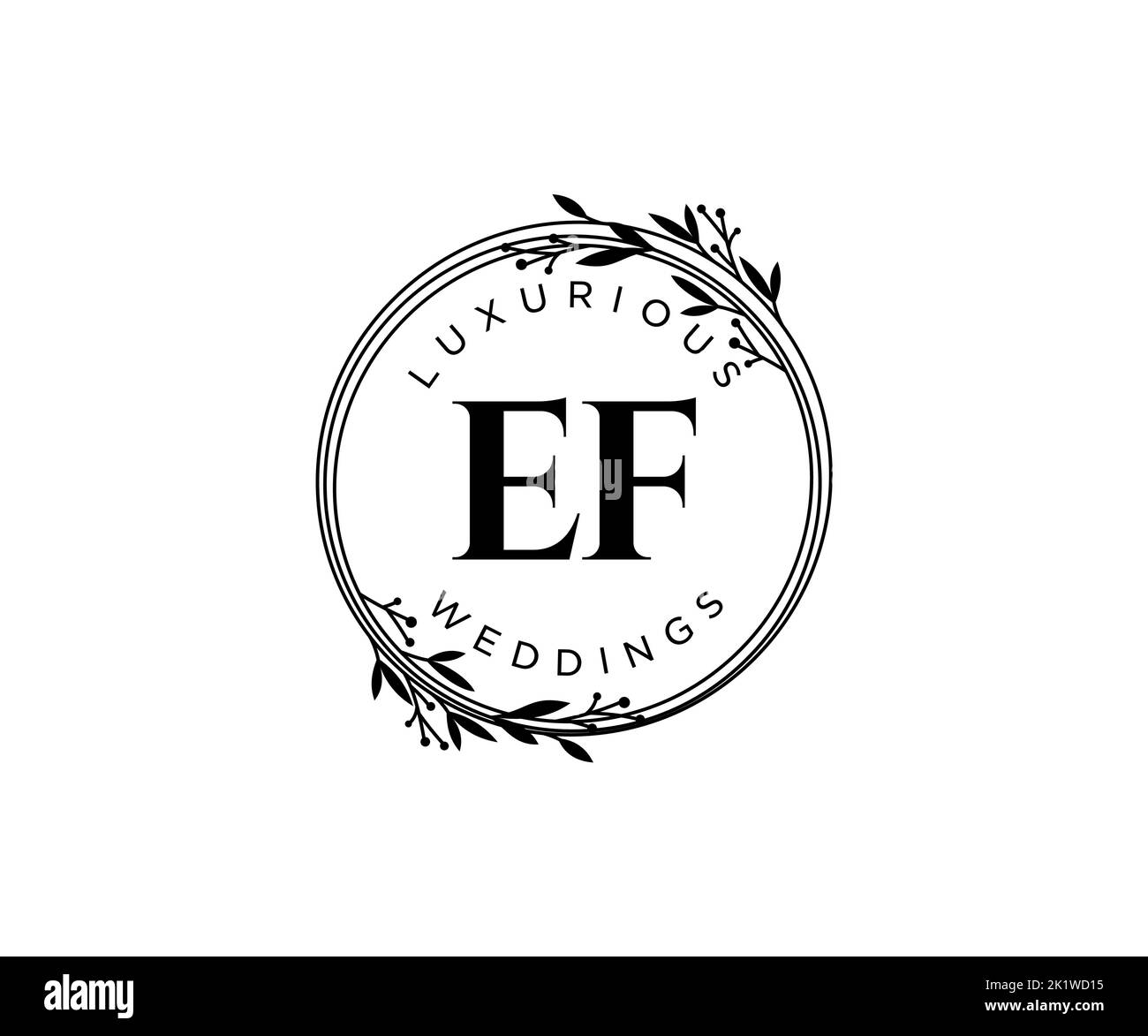 EF Initials Letter Hochzeitslogo-Vorlage, handgezeichnete moderne minimalistische und florale Vorlagen für Einladungskarten, Save the Date, elegant Stock Vektor
