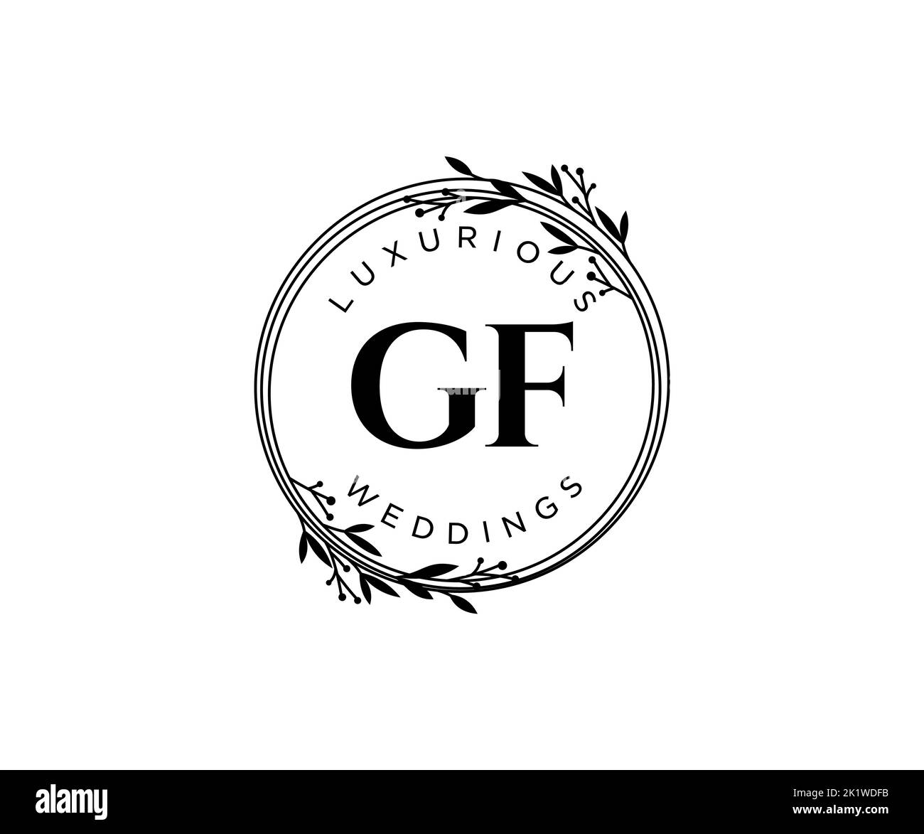 GF Initials Letter Hochzeitslogo-Vorlage, handgezeichnete moderne minimalistische und florale Vorlagen für Einladungskarten, Save the Date, elegant Stock Vektor