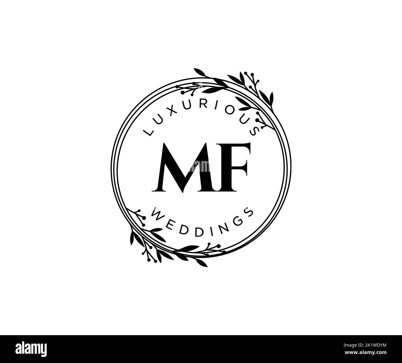 MF Initialen Brief Hochzeit Monogramm Logos Vorlage, handgezeichnete moderne minimalistische und florale Vorlagen für Einladungskarten, Save the Date, elegant Stock Vektor