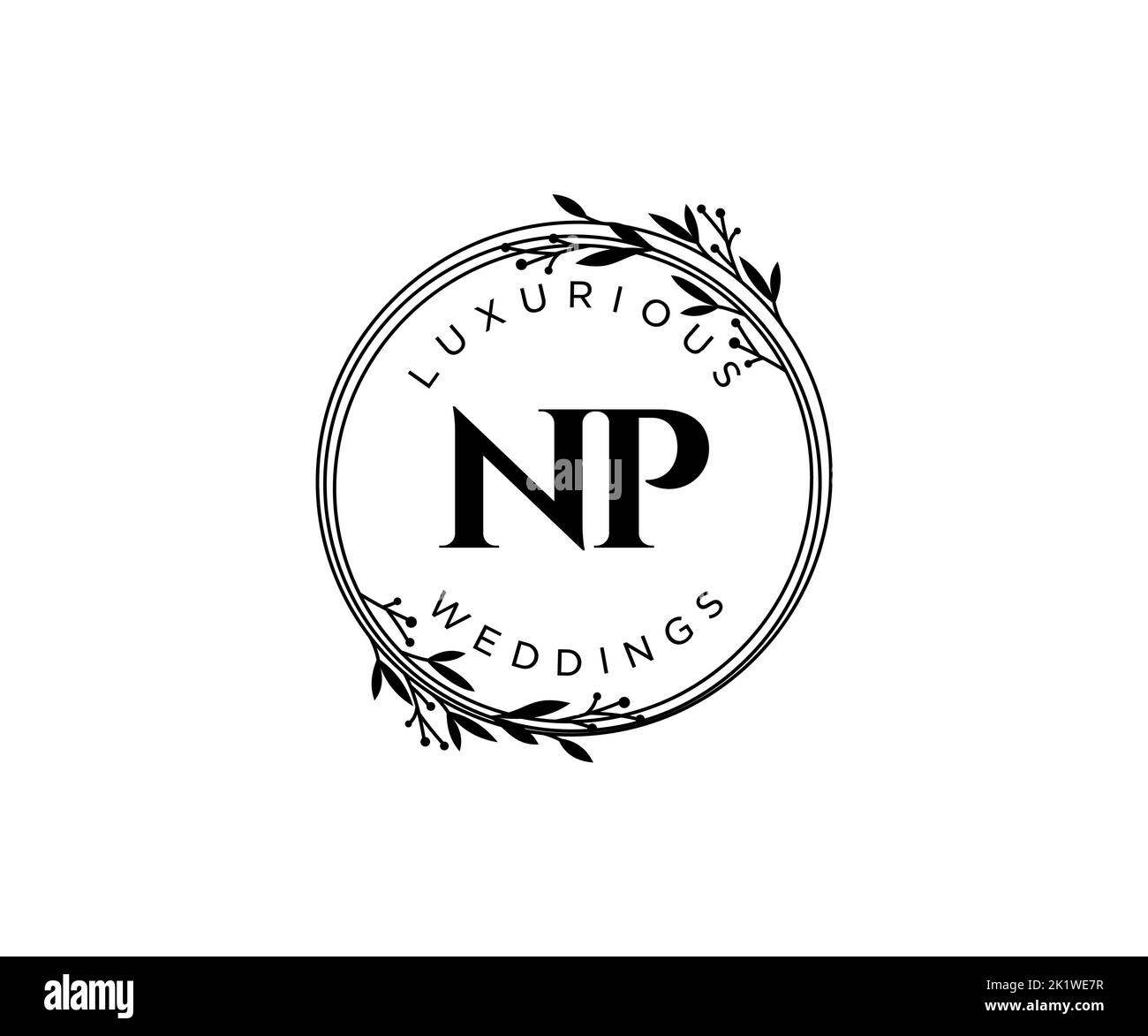 NP Initialen Brief Hochzeit Monogramm Logos Vorlage, handgezeichnete moderne minimalistische und florale Vorlagen für Einladungskarten, Save the Date, elegant Stock Vektor