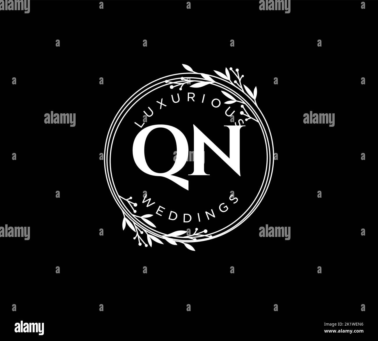 QN Initialen Brief Hochzeit Monogramm Logos Vorlage, handgezeichnete moderne minimalistische und florale Vorlagen für Einladungskarten, Save the Date, elegant Stock Vektor