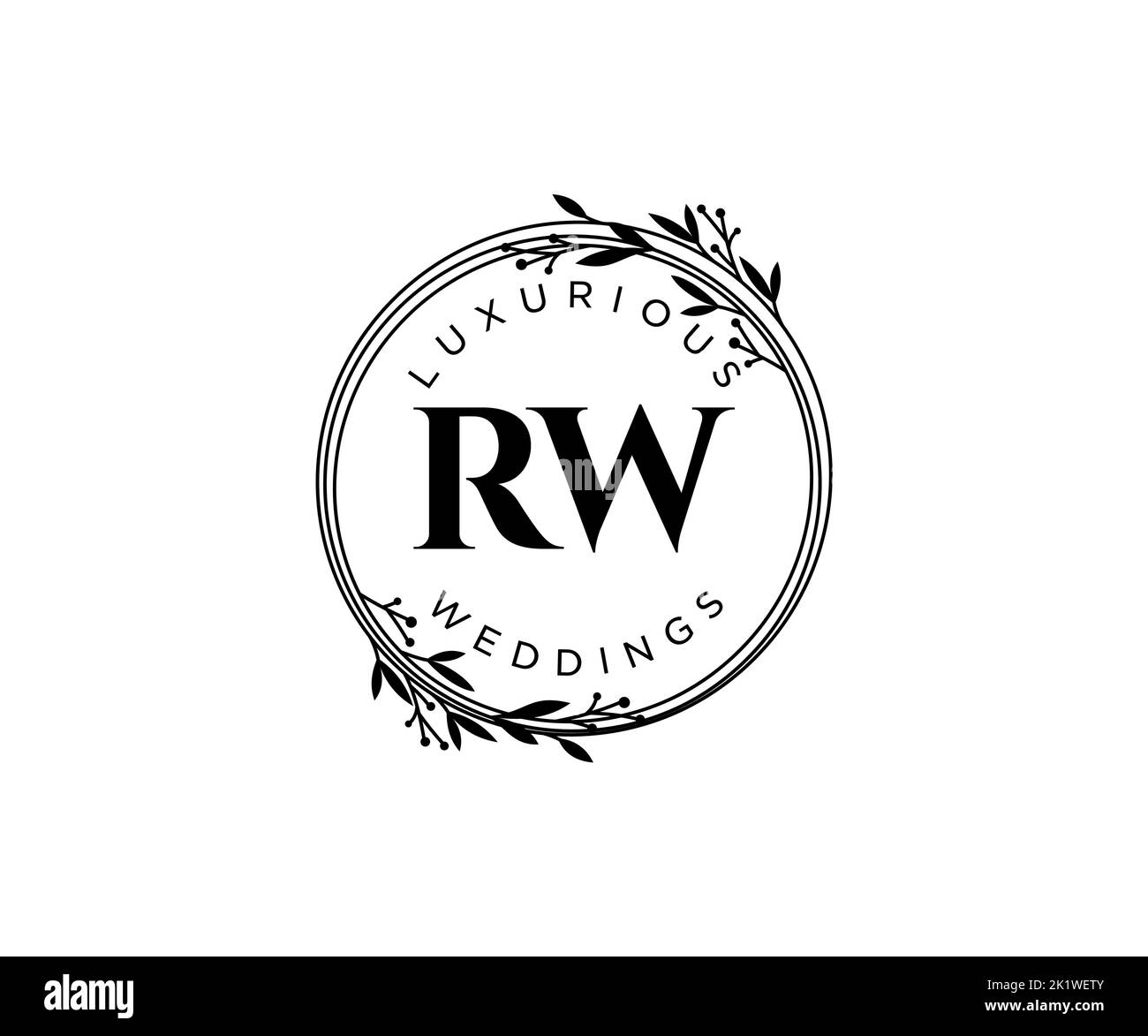 RW Initialen Brief Hochzeit Monogramm Logos Vorlage, handgezeichnete moderne minimalistische und florale Vorlagen für Einladungskarten, Save the Date, elegant Stock Vektor
