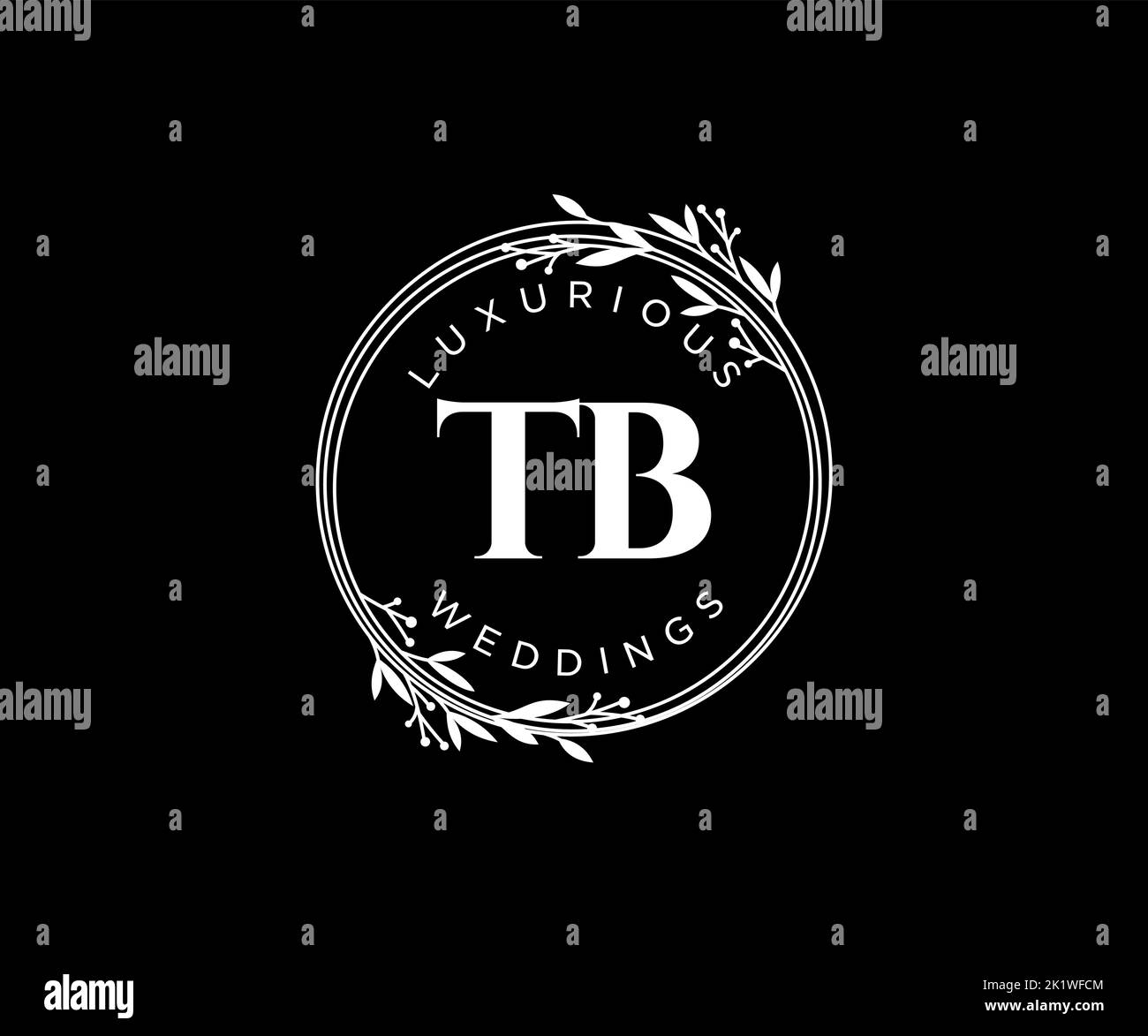 TB Initialen Brief Hochzeit Monogramm Logos Vorlage, handgezeichnete moderne minimalistische und florale Vorlagen für Einladungskarten, Save the Date, elegant Stock Vektor