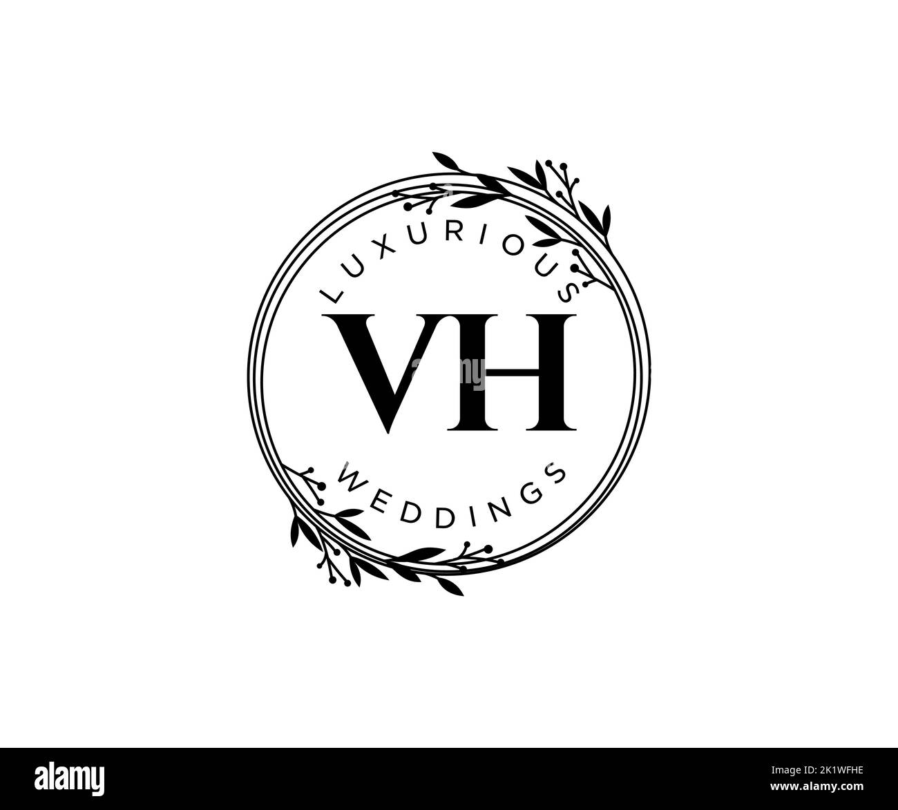 VH Initialen Brief Hochzeit Monogramm Logos Vorlage, handgezeichnete moderne minimalistische und florale Vorlagen für Einladungskarten, Save the Date, elegant Stock Vektor