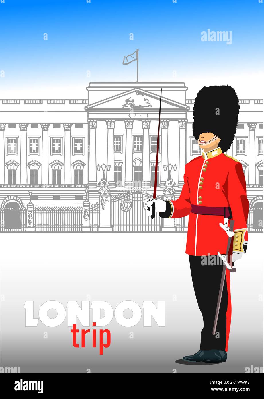 Londoner Wache. Farbige 3D Vektor-Illustration für Designer Stock Vektor