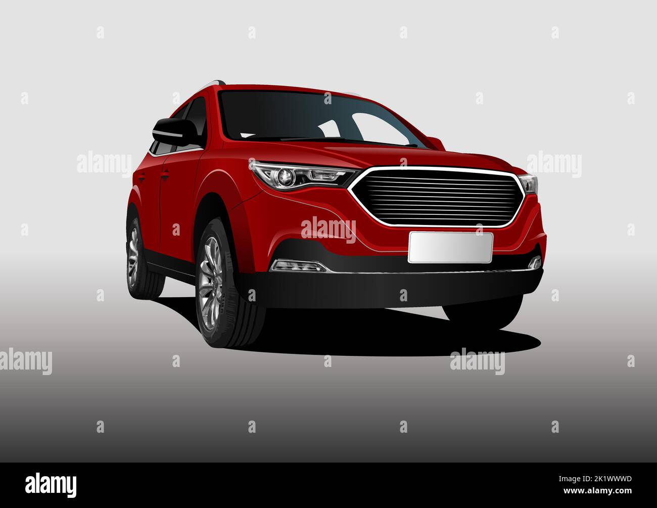 Rotes Auto auf der Straße. Vektorgrafik 3D Stock Vektor