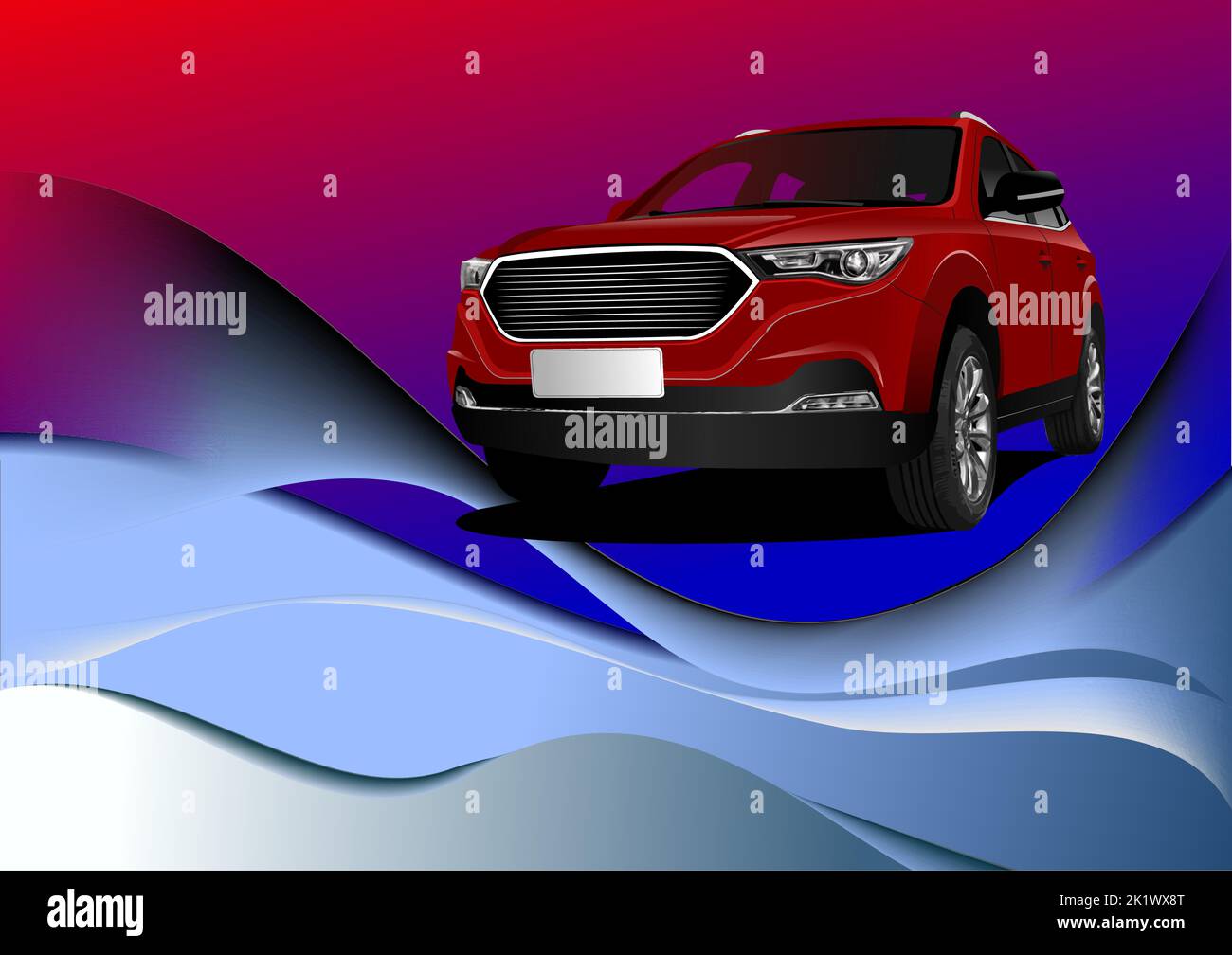 Rotes Auto auf abstraktem Hintergrund. Vektorgrafik 3D Stock Vektor