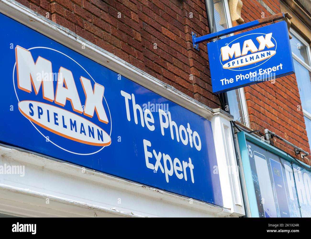 Max Spielmann The Photo Expert Shop Signs, Felixstowe, Suffolk, England, UK Stockfoto