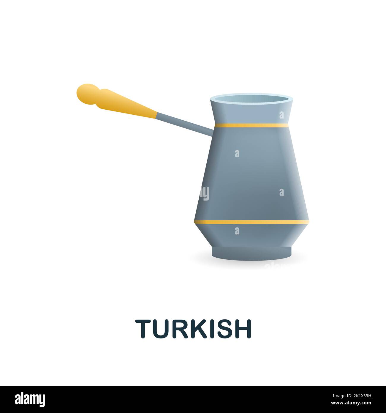Türkische Kaffeesymbole. 3D Abbildung aus der Kaffeesammlung. Kreativer türkischer Kaffee 3D Symbol für Webdesign, Vorlagen, Infografiken und mehr Stock Vektor