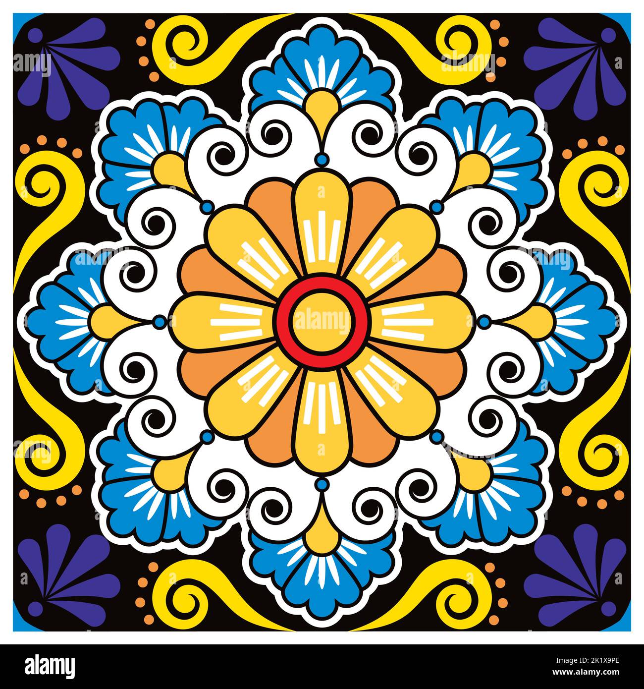 Mexikanische Vektor Keramik talavera Einzel-und nahtlose Fliesenmuster - perfekt für Textil- oder Stoffdruck, Souvenir Stock Vektor