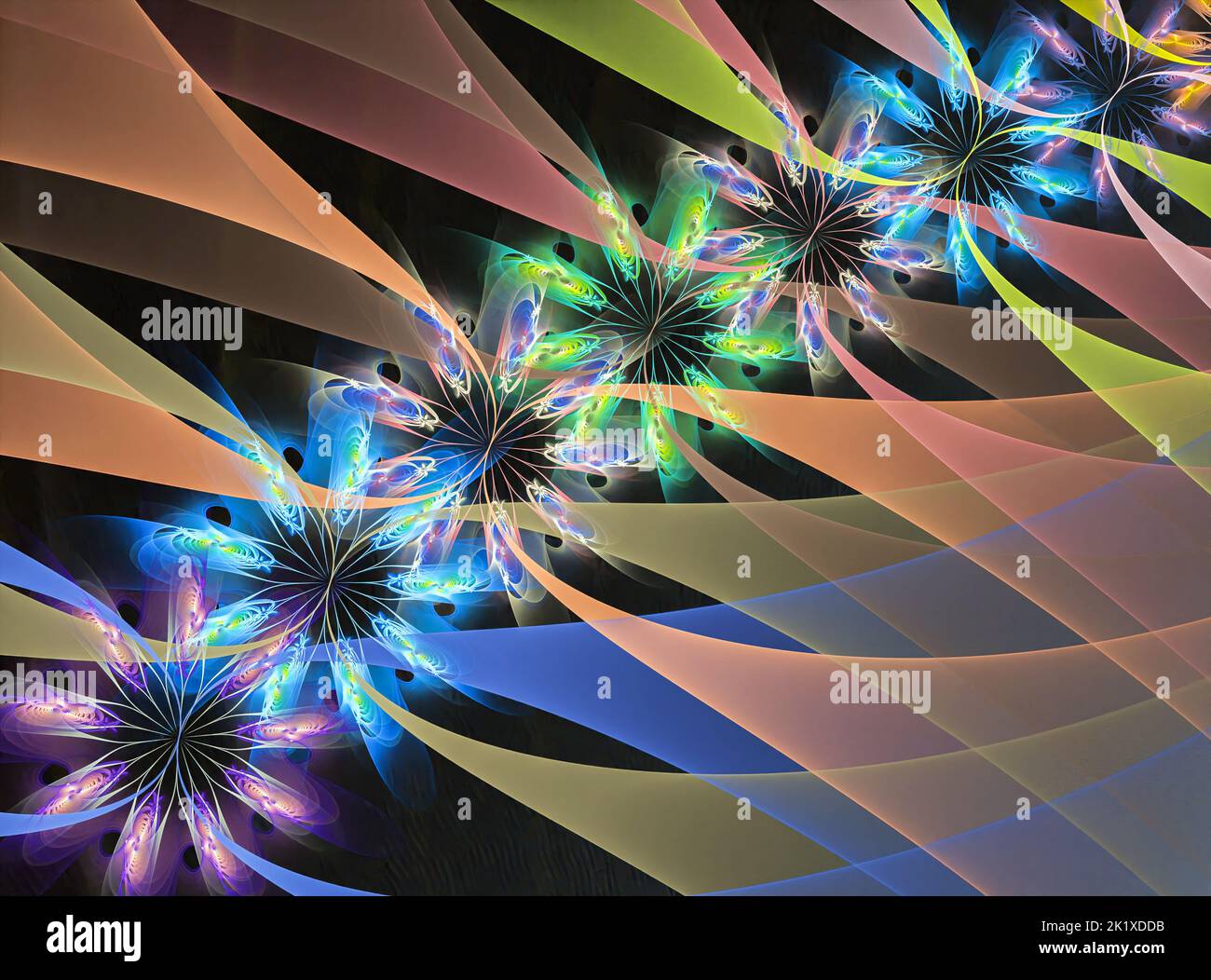 Fraktalbild als Hintergrund mit Blume. Kreatives Element für Design. Stockfoto