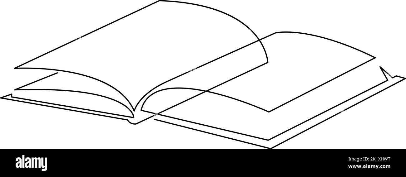Fortlaufende einzeilige Zeichnung offenes Buch. Vektor-Illustration Bildung liefert zurück zur Schule Thema Stock Vektor