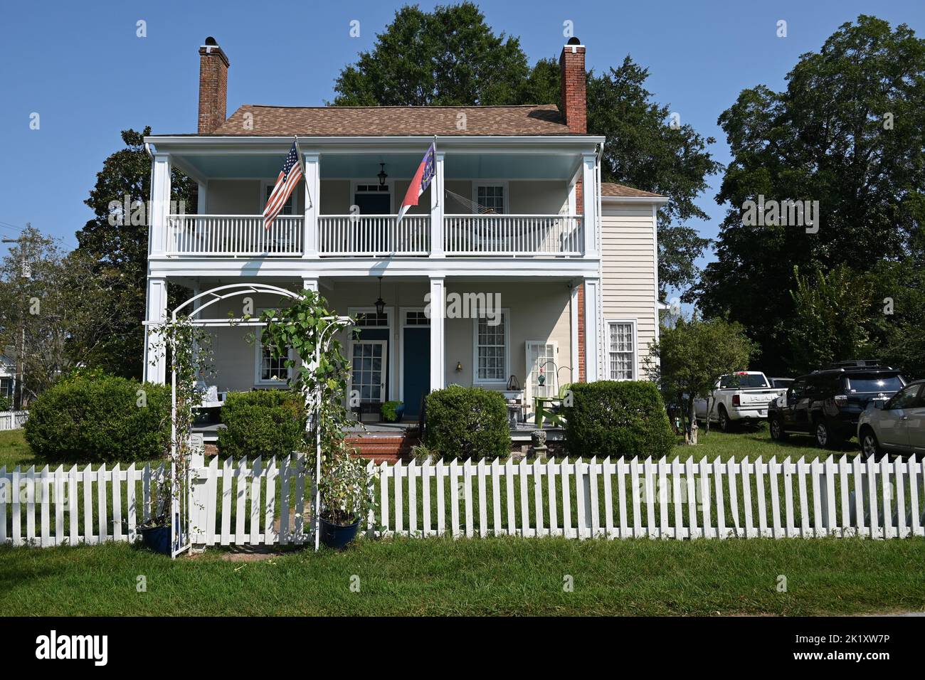 Das Colonial Era Creecy Skinner Whedbee House in Hertford NC wurde 1775 vor der amerikanischen Revolution erbaut. Stockfoto