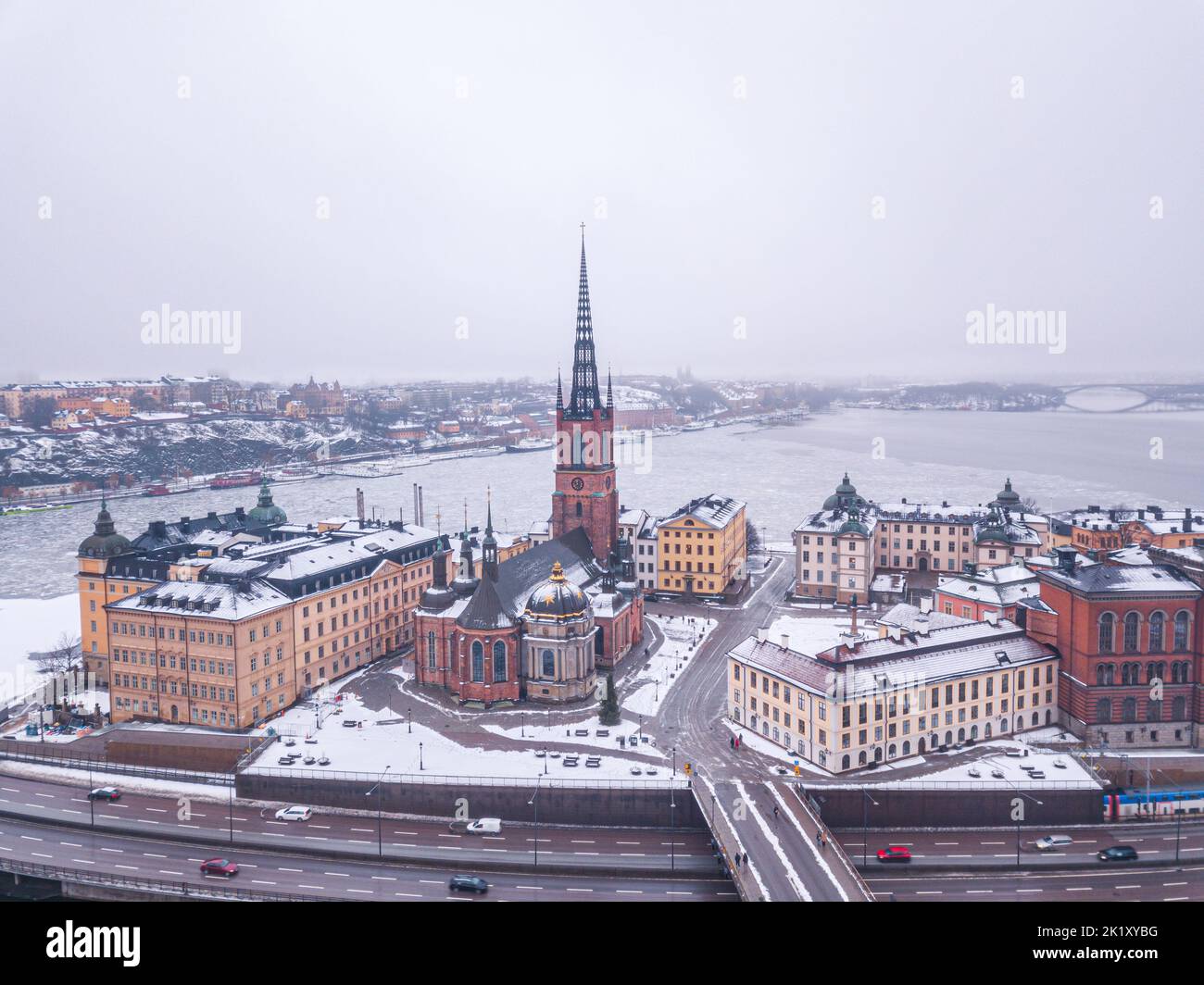 Winter in Stockholm - Schweden Drone View Stockfoto