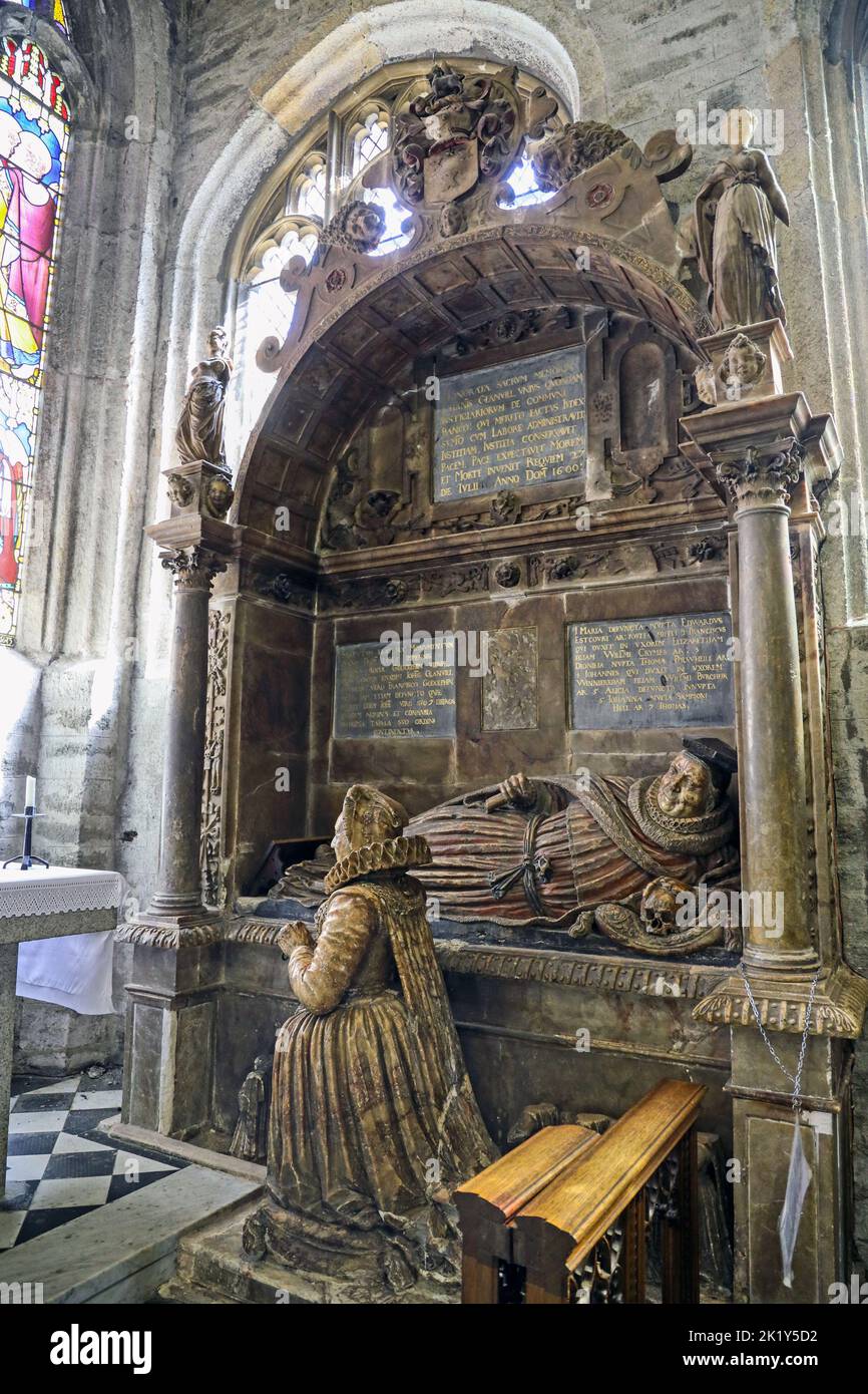 Das Glanville Memorial in der Lady Chapel bei St. Eustachius, Tavistock