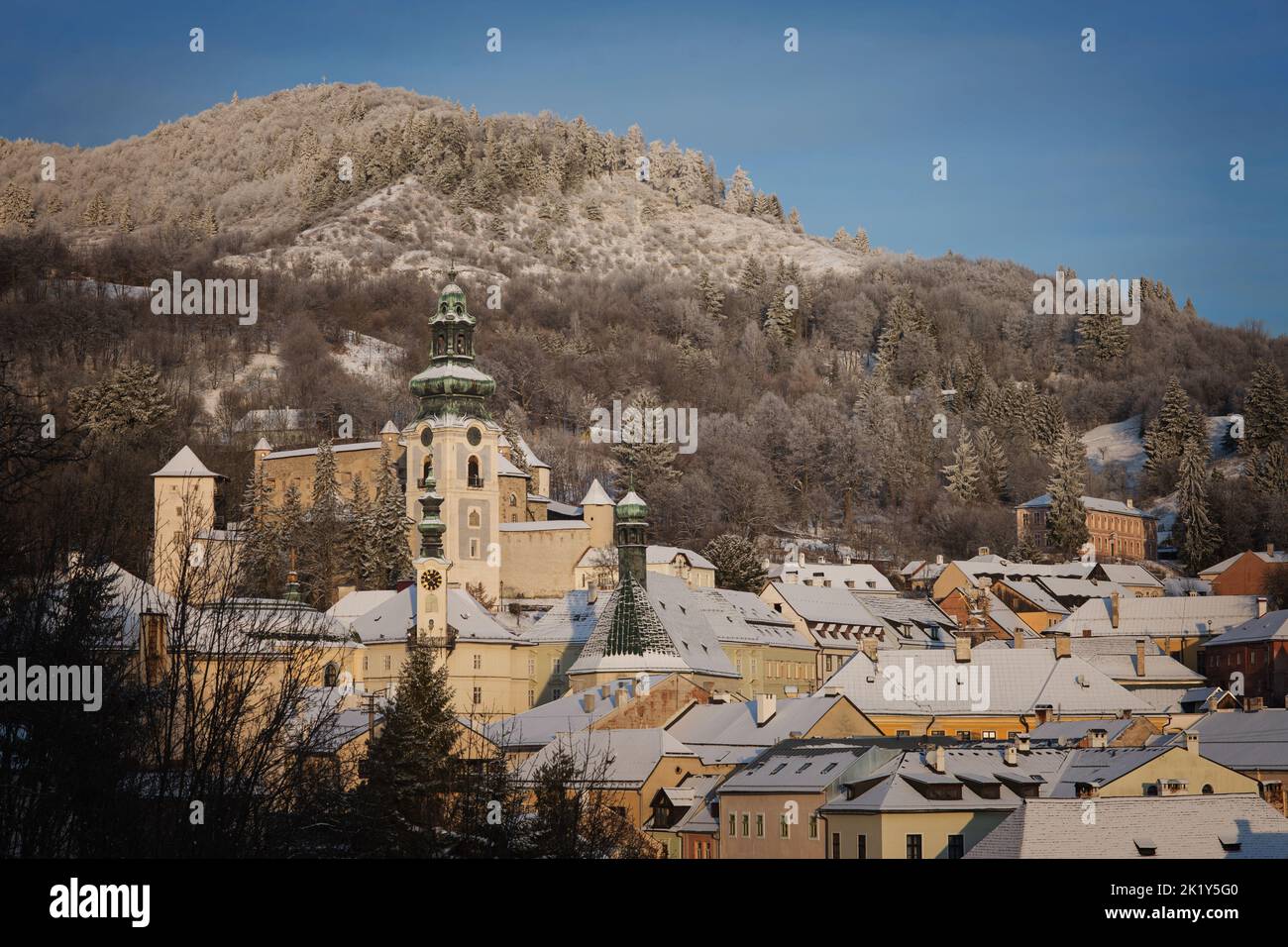 Banska Stiavnica im Winter, UNESCO Slowakische Republik Stockfoto