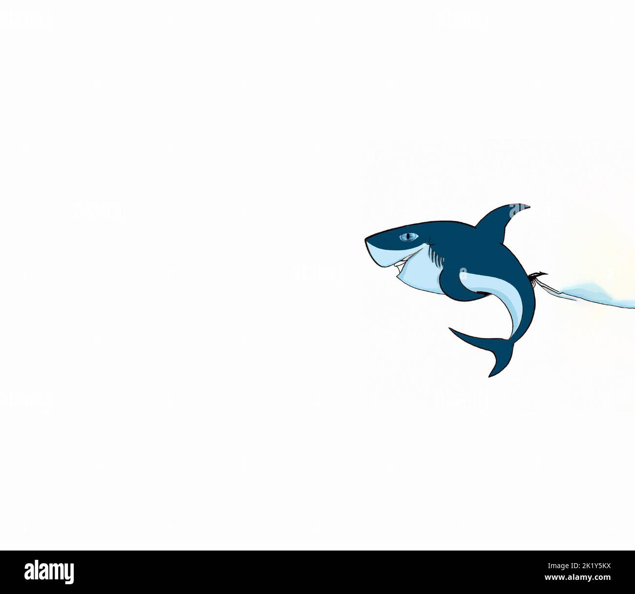 Shark Illustration Zeichnung Kunstwerk Skizze lächelnd harpooned Stockfoto