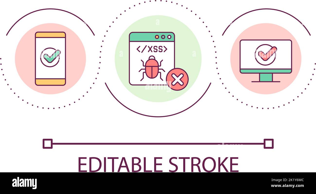 Symbol für das Schleifenkonzept, bei dem Softwarefehler erkannt werden Stock Vektor