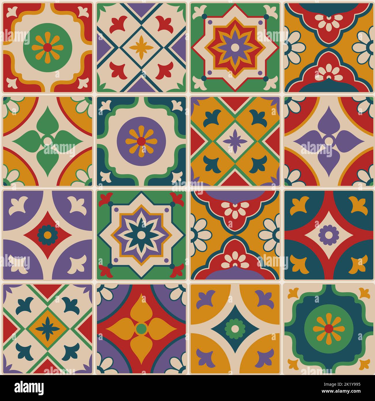 Traditionelle dekorative Azulejos Fliesen nahtlose Muster und abstrakten Hintergrund, Dekoration und Design-Konzept Stock Vektor
