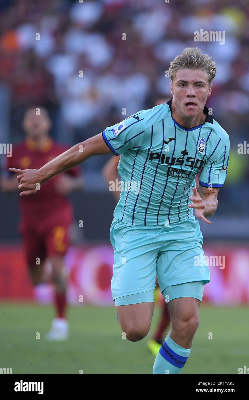 Rasmus Hojlund von Atalanta BC während der Serie A Match zwischen AS Roma und Atalanta BC im Stadio Olimpico, Rom, Italien am 18. September 2022. Foto von Stockfoto