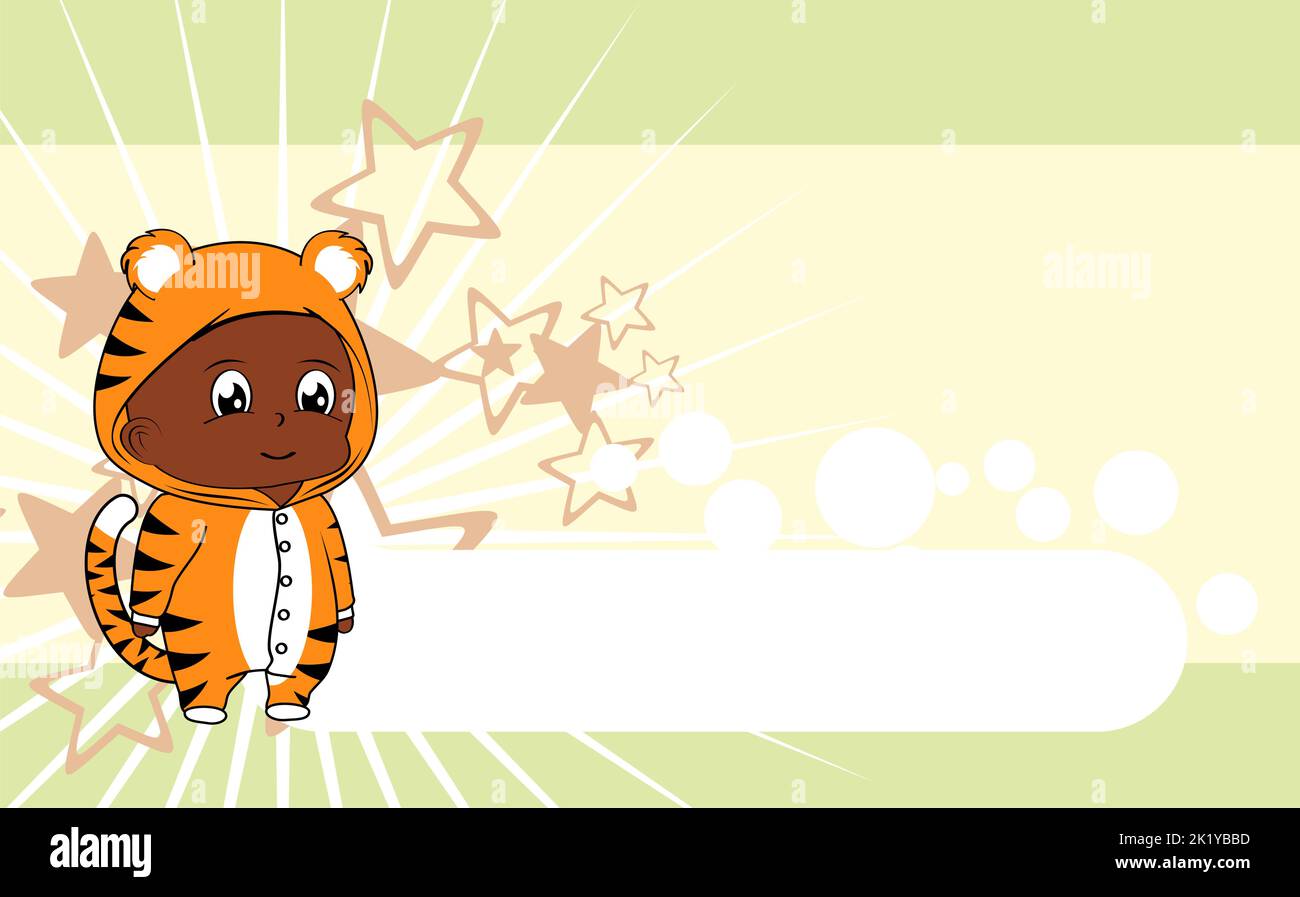 Stehende Baby Kind Cartoon mit Tiger Pijama Illustration Hintergrund im Vektorformat Stock Vektor