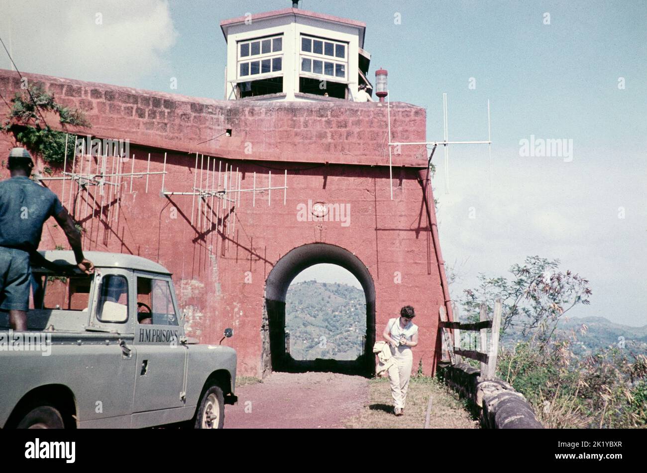 HM Gefängnisse Fahrzeug in Fort Charlotte, St. Vincent, Windward Islands, West Indies, 1962 Stockfoto