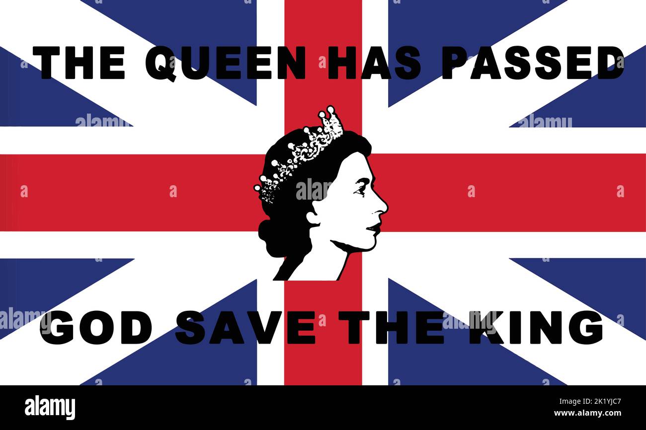 Queen Elizabeth Kunstwerk, Poster und Flagge Stock Vektor