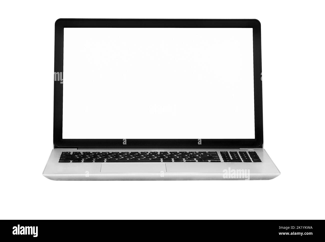 Laptop auf weißem Hintergrund mit Beschneidungspfad isoliert Stockfoto