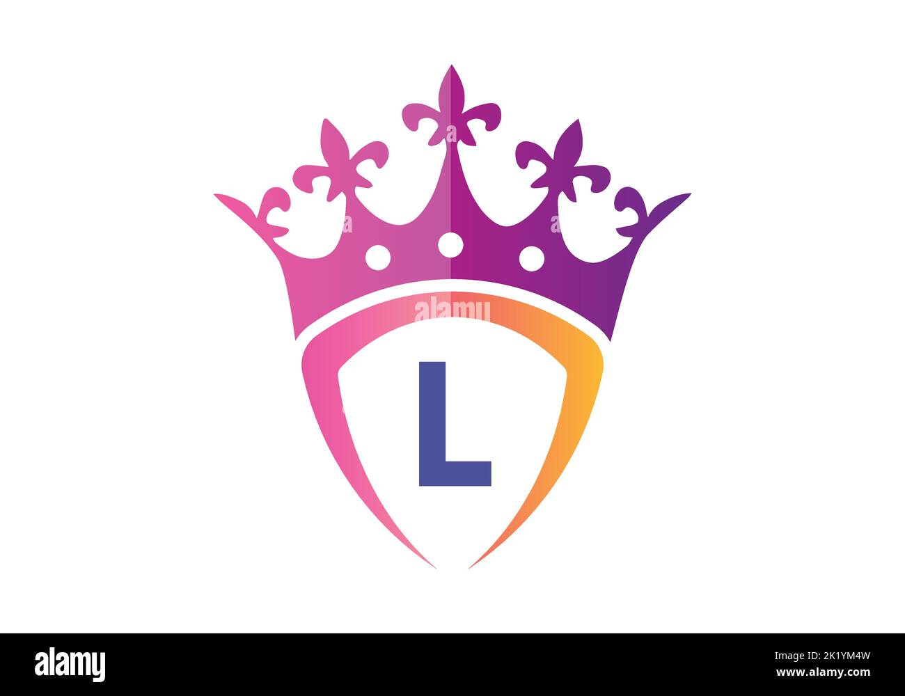 L-Monogramm-Alphabet mit Schild und Krone-Logo-Vorlage. Stock Vektor