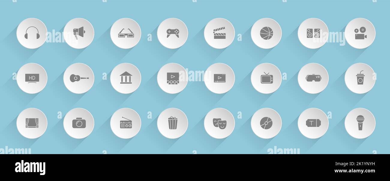 Unterhaltungsvektoren auf runden geschwollenen Papierkreisen Stock Vektor