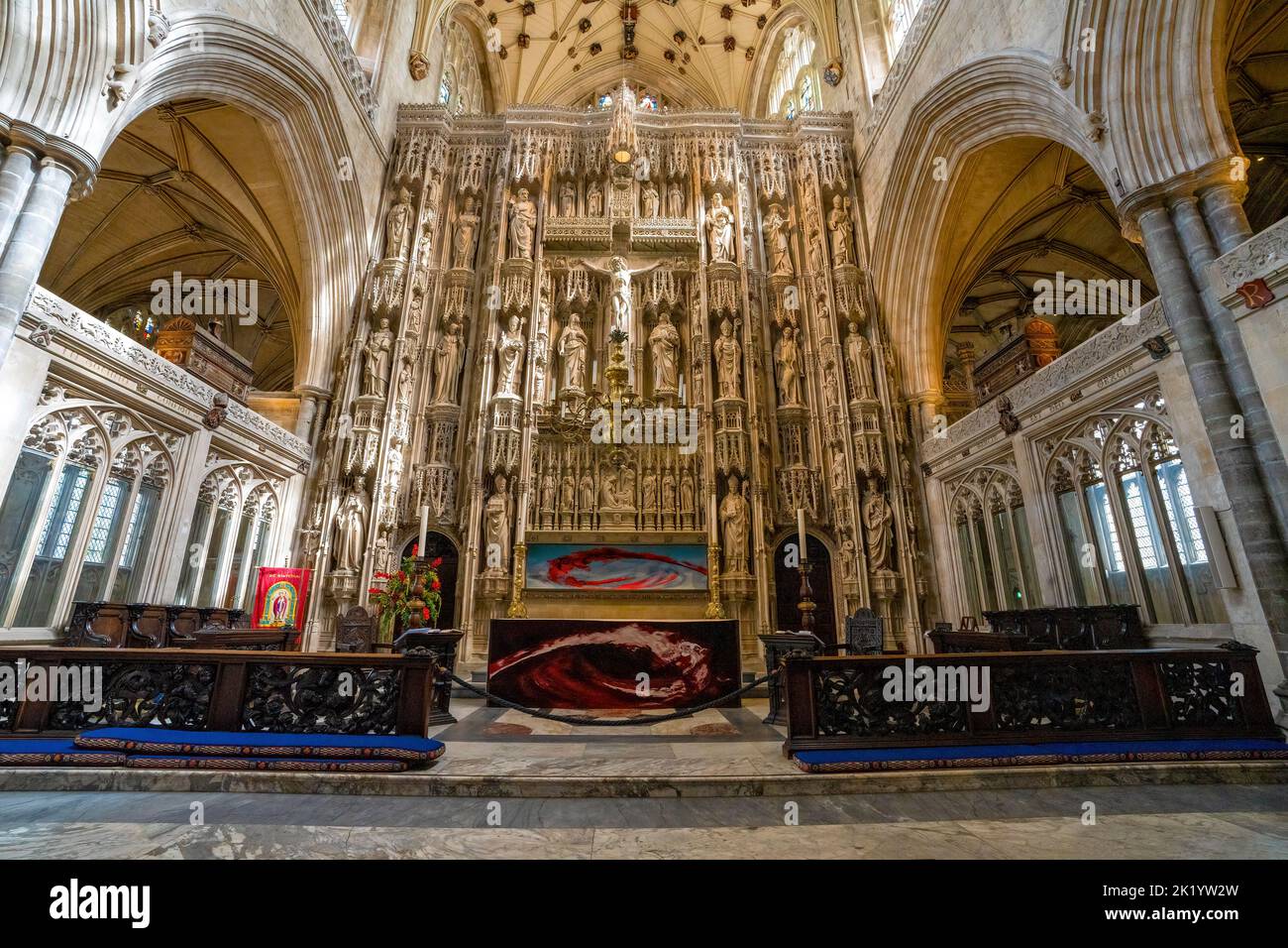 Hauptaltar der Winchester Cathedral, Hampshire, England, UK Stockfoto