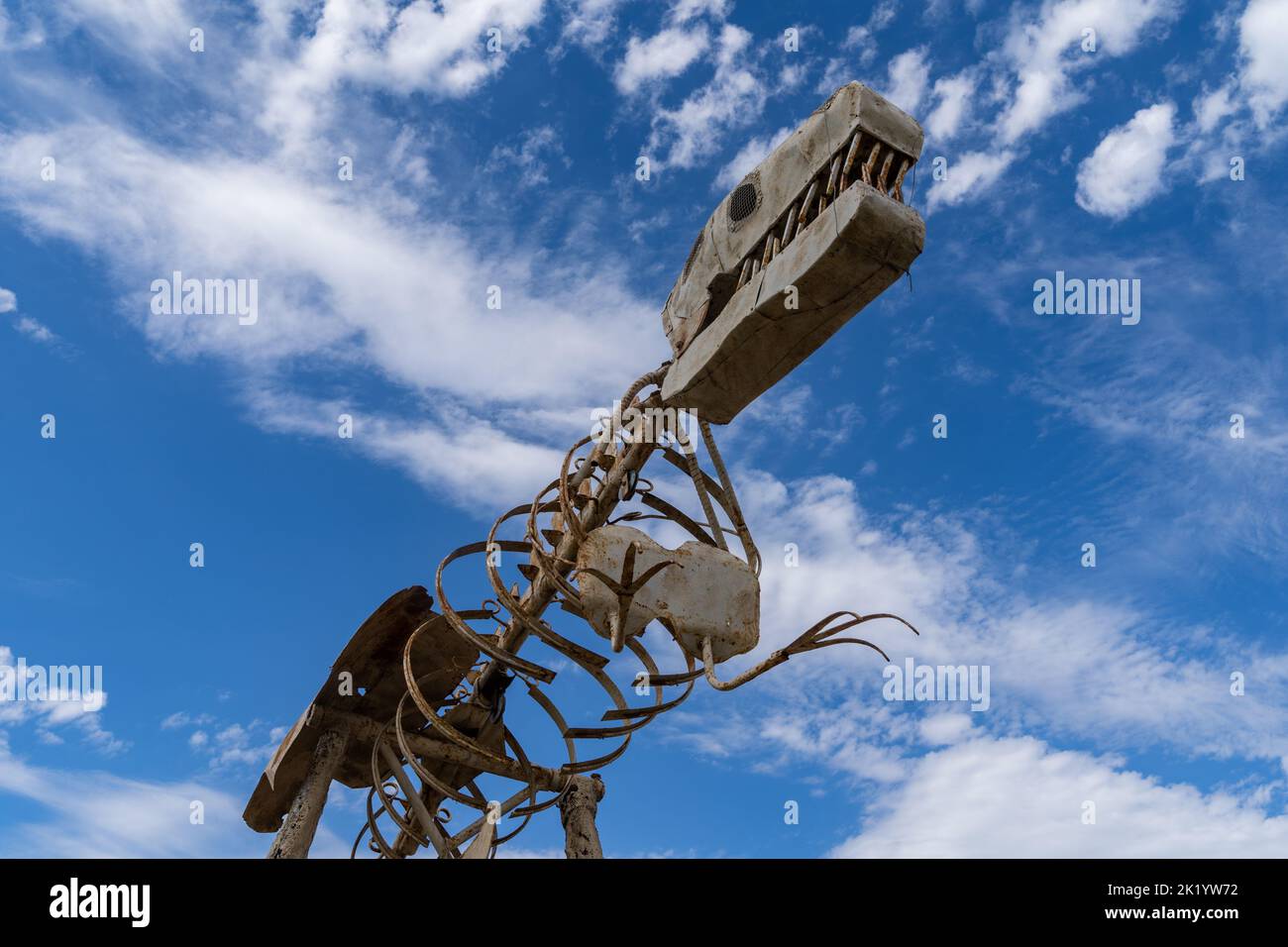 Glendive, Montana - 22. Juli 2022: T-Rex Dinosaurierskelett, da die Stadt für Fossilien bekannt ist Stockfoto