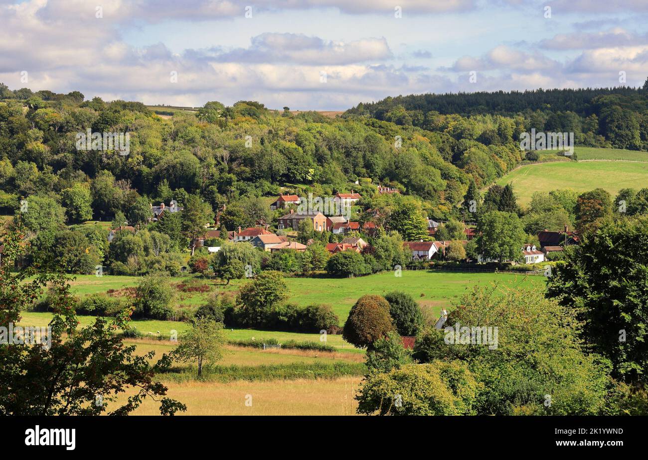 Ein englisches ländliches Hamlet im Hambledental in den Chilterner Hügeln Stockfoto