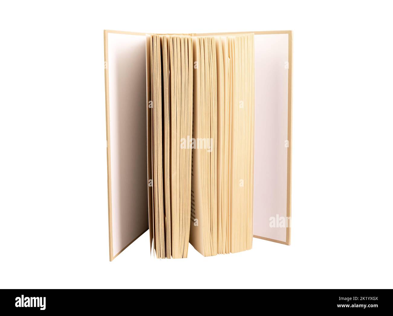Buch isoliert auf weißem Hintergrund. Umblättern. Enzyklopädie, Roman, Fiktion, Code, Wirtschaft oder Recht Literatur. Hochwertige Fotos Stockfoto