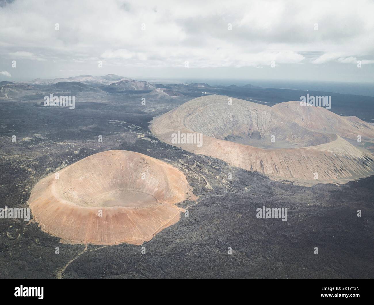 Weiße Vulkane aus der Luft Stockfoto