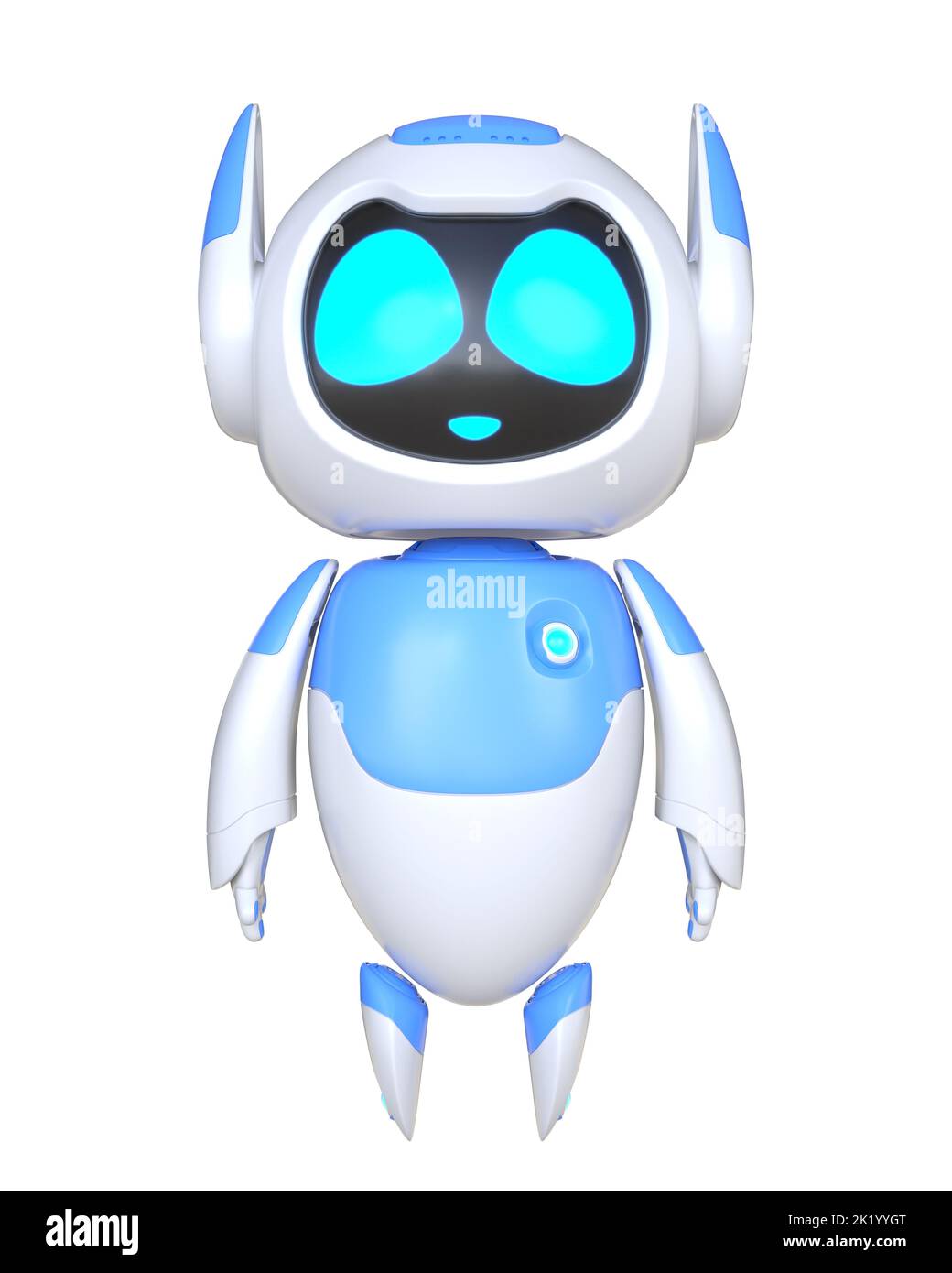 Chatbot-Charakter für Support-Service-Konzept. Neutrale Haltung. 3D Abbildung Stockfoto