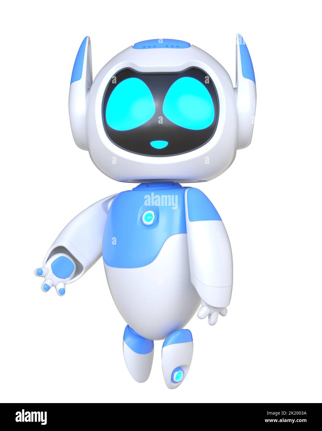 Chatbot-Charakter für Support-Service-Konzept. 3D Abbildung Stockfoto